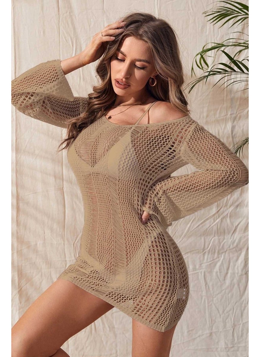 Angelsin فستان شاطئ كيمونو قفطان بأكمام طويلة من Angelsin محبوك من القطن  - Image 3