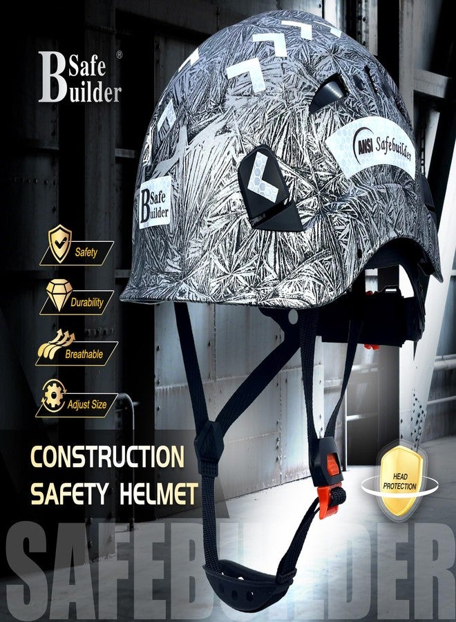 SAFEBUILDER Construction Hard Hats Safety Helmet Reflective ABS Adjustable Ventilation Hardhats Industrial Head Protection ANSI Z89.1 (GangMu Hard Hats) - Image 2