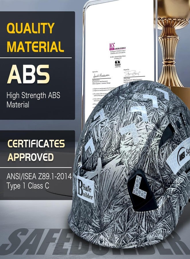 SAFEBUILDER Construction Hard Hats Safety Helmet Reflective ABS Adjustable Ventilation Hardhats Industrial Head Protection ANSI Z89.1 (GangMu Hard Hats) - Image 3