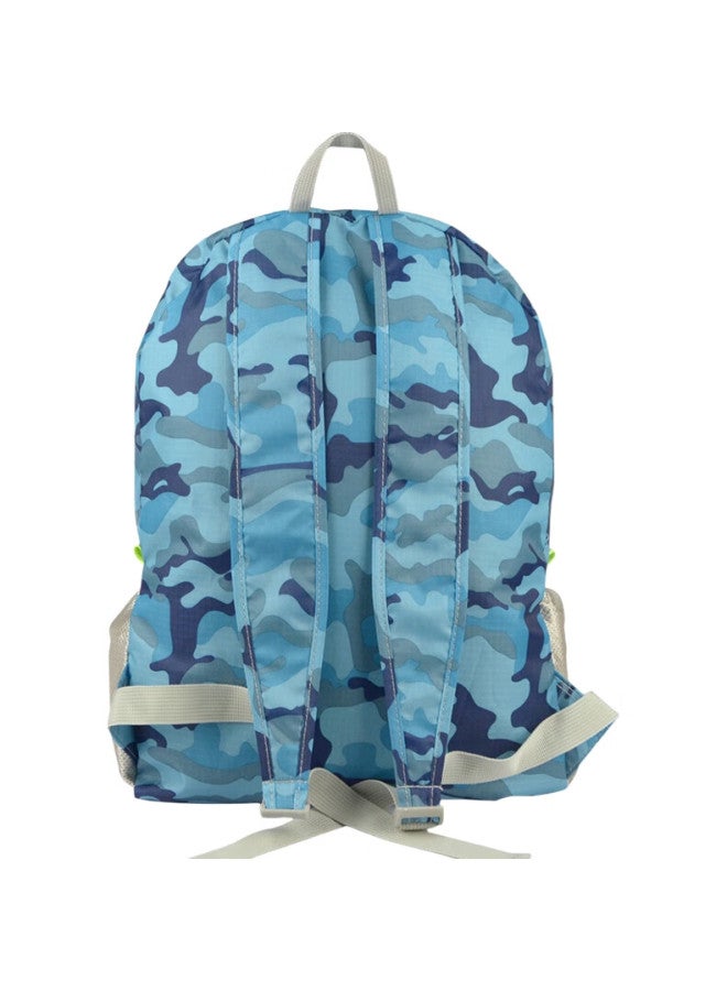 Wellhouse Backpack, Foldable Unisex Backpack, Outdoor Leather Bag, Spare Bag, Waterproof And Lightweight, Camouflage Sky Blue - Image 2