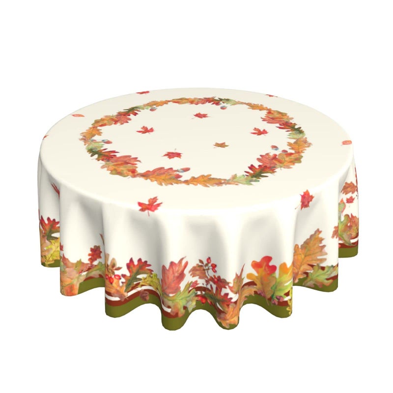 Sweetshow Fall Harvest Watercolor Leaves Table Cloth Thanksgiving Round Tablecloth 60 Inch Autumn Fabric Tablecloth for Holiday Parties Dining Table Living Room Kitchen Decor