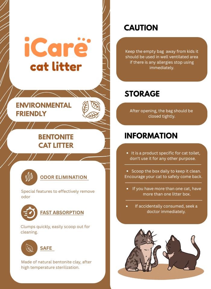 iCare Bentonite Cat Litter – Natural, Safe & Odor-Free [ Coffee, 5L ] - Image 2