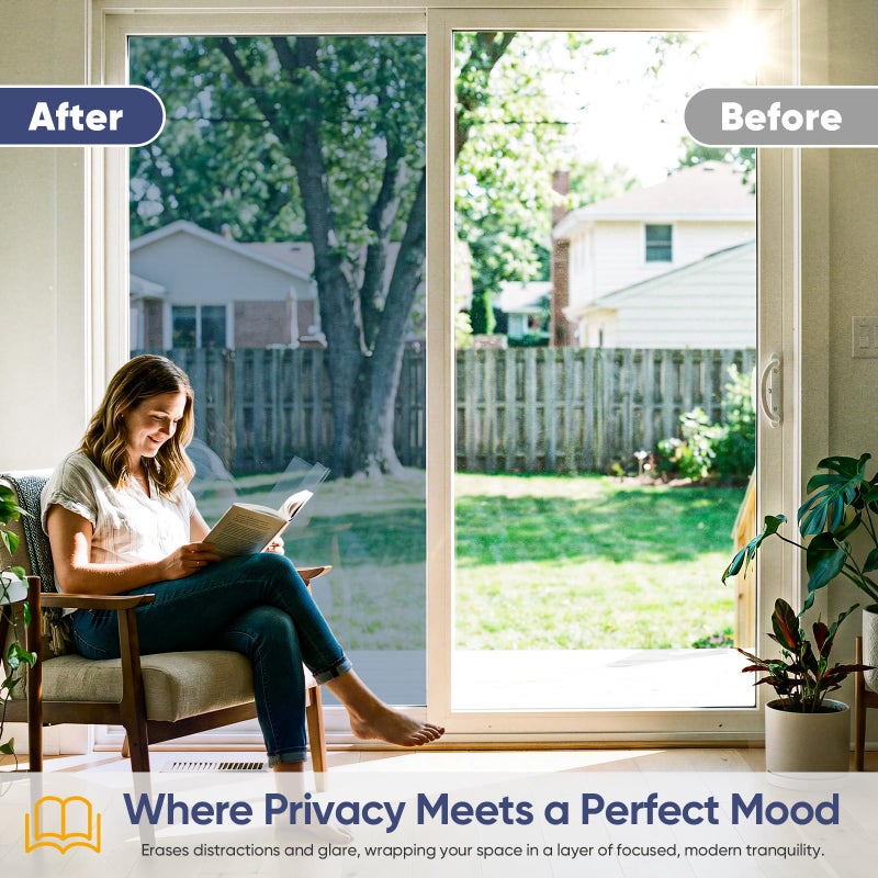 SUNBABY Window Tint for Home, One Way Privacy Film Heat & UV Blocking, Static Cling No Glue Renter Friendly Cover for Home Bedroom, Office & Sliding Glass Door, 17.5 x 78.7 Inch with 3 Tools, Blue - Image 4