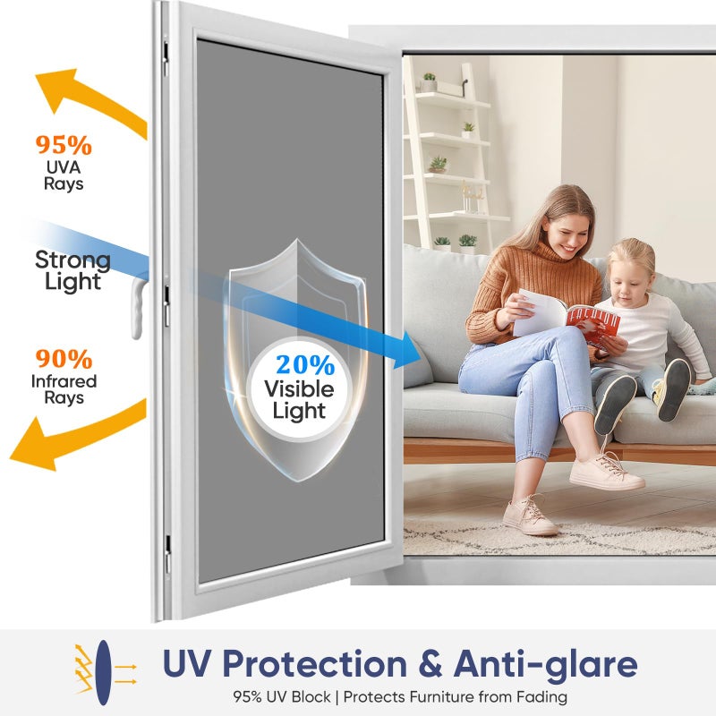 SUNBABY Window Tint for Home, One Way Privacy Film Heat & UV Blocking, Static Cling No Glue Renter Friendly Cover for Home Bedroom, Office & Sliding Glass Door, 17.5 x 78.7 Inch with 3 Tools, Blue - Image 3