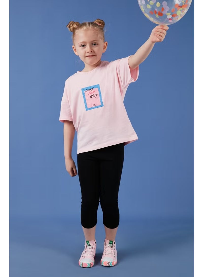 Lela Cotton Crew Neck Short Sleeve Tights Bottom-Top Set Girl's Suit 6212005 - Image 1