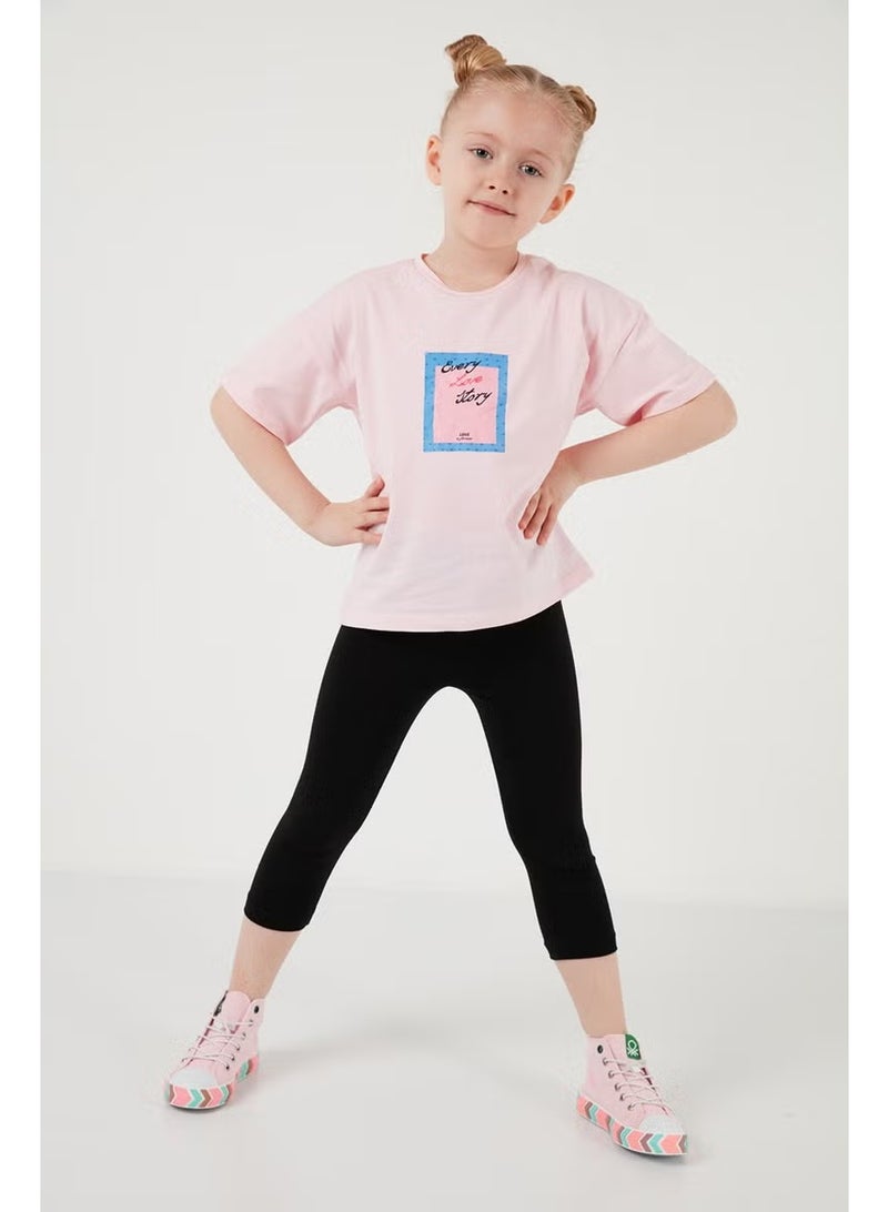 Lela Cotton Crew Neck Short Sleeve Tights Bottom-Top Set Girl's Suit 6212005 - Image 3