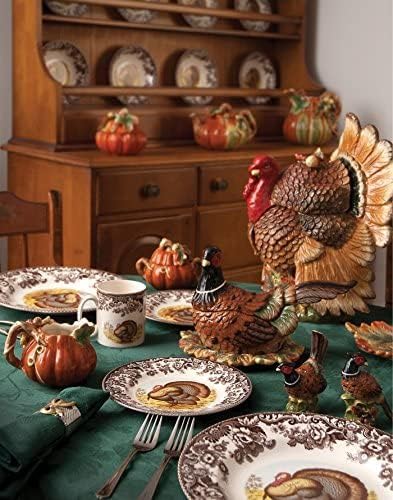 Spode Woodland 1525 Bread Tray with Turkey Motif  Classic Thanksgiving Turkey Serving Platter for Holiday Dinners Fall Gatherings Seasonal Events  Fine Porcelain Dishwasher  Microwave Safe - Image 5