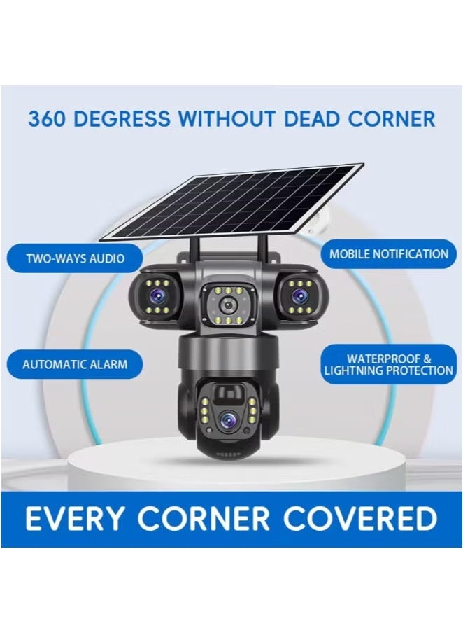 Generic Solar Security Camera 4G Security Camera 4K HD CCTV Battery Three-Eye Three-Screen Outdoor Smart Home Security Surveillance Camera  - Image 2