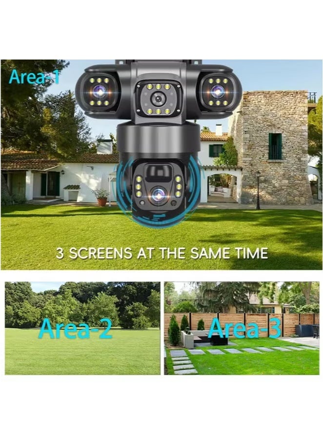Generic Solar Security Camera 4G Security Camera 4K HD CCTV Battery Three-Eye Three-Screen Outdoor Smart Home Security Surveillance Camera  - Image 3