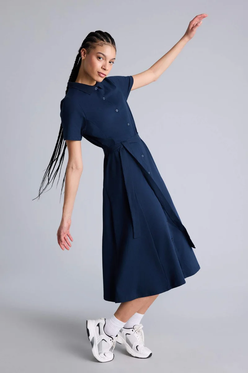 DeFacto Standard Fit Pique Dress