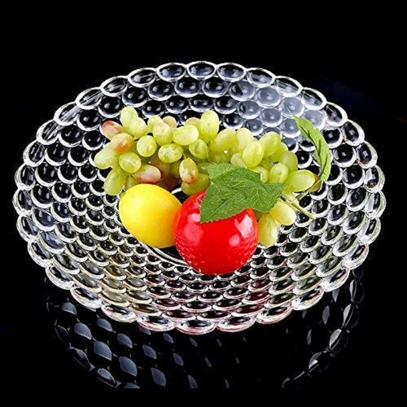 BRUSHFINCH BRUSHFINCH Serving Platter Clear Round Dessert Plate, Salad Plate - Restaurant Serving Trays for Parties, Sushi, Oven Safe Vintage Dinnerware Trays for Pasta, Home Wedding Decor- 1 pc. - Image 4