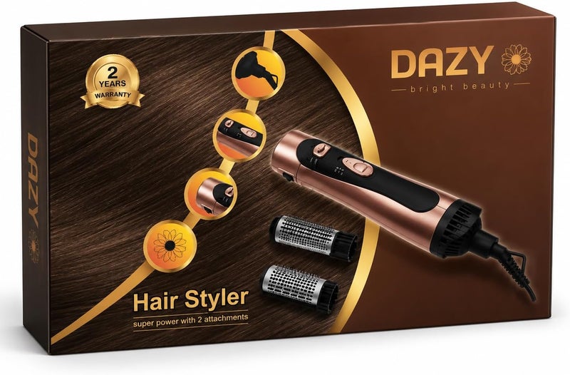 مصفف الشعر Dazy بفرشتين، فرشاة لتصفيف الشعر المستقيم والناعم والمجعد، بسرعتين وخيارات تبريد