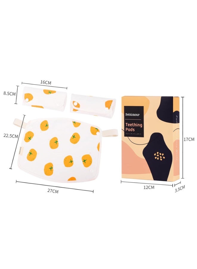 Bebamour Drool and Teething Reversible Cotton Pad For All Carry Positions Baby Carrier White Drool Bib For Boys & Girls(Persimmon) - Image 3