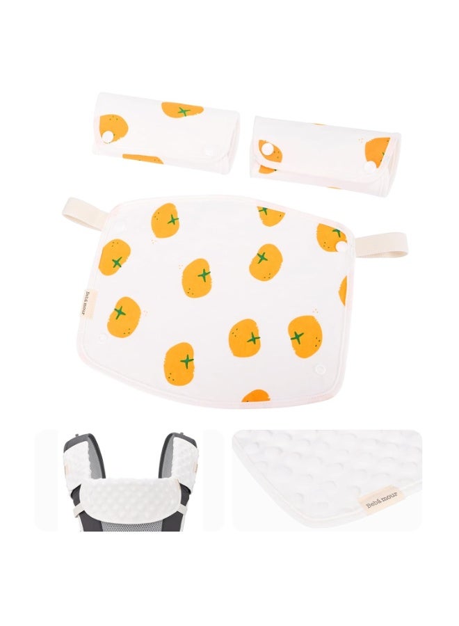 Bebamour Drool and Teething Reversible Cotton Pad For All Carry Positions Baby Carrier White Drool Bib For Boys & Girls(Persimmon) - Image 1