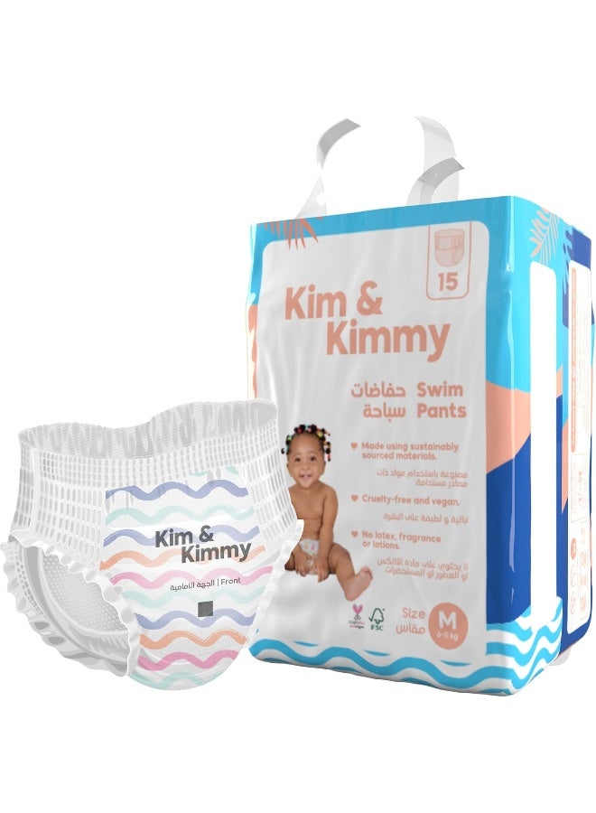 كيم آند كيمي - حفاضات سباحة - المقاس ميديم كمية 15 - ركوب الامواج - Image 1