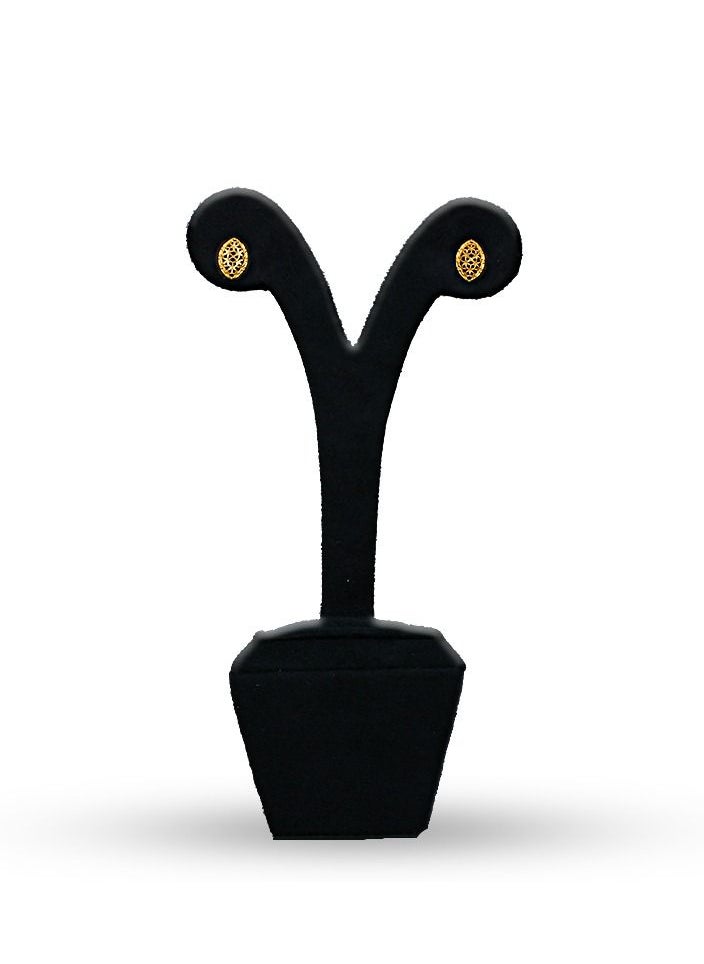 FK Jewellers - Gold Leaf Shaped Stud Earrings 21KT - FKJERN21KU6017 - Image 1