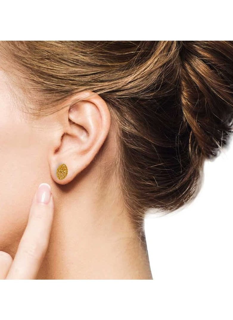 FK Jewellers - Gold Leaf Shaped Stud Earrings 21KT - FKJERN21KU6017 - Image 1