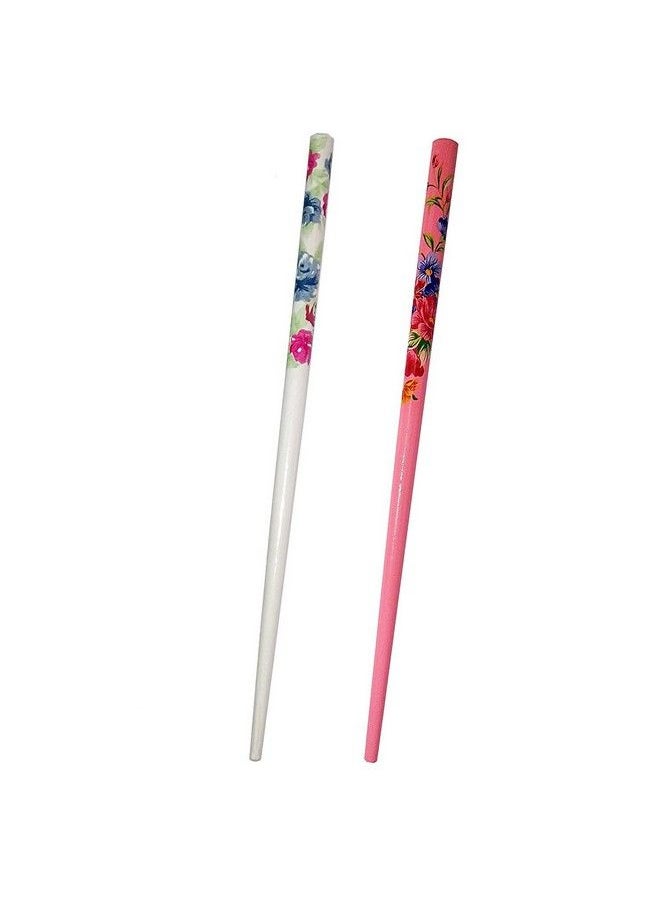 Salvus App SOLUTIONS - Lovely Wooden Handmade Multicolor Hair Pin/Bun Sticks For Women & Girls Set Of 2 - Image 1