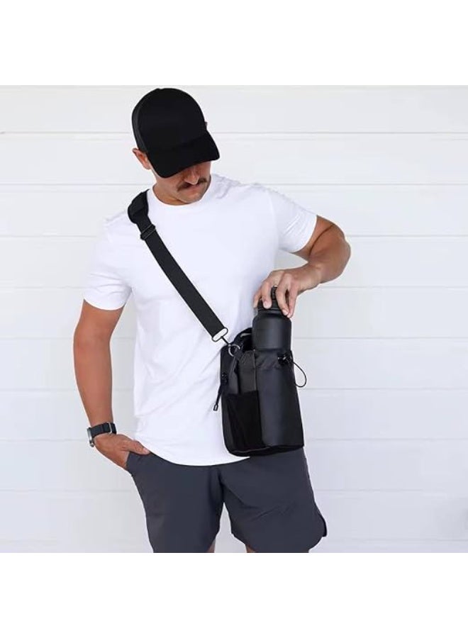 Black Magnetic Gym Sport Bag and Accessories Organizer for Men Women with Water Bottle, Key Mobile Phone Carrier Holder, Strap, Sling Chest Bag for Gym, Travel, Work - Image 2