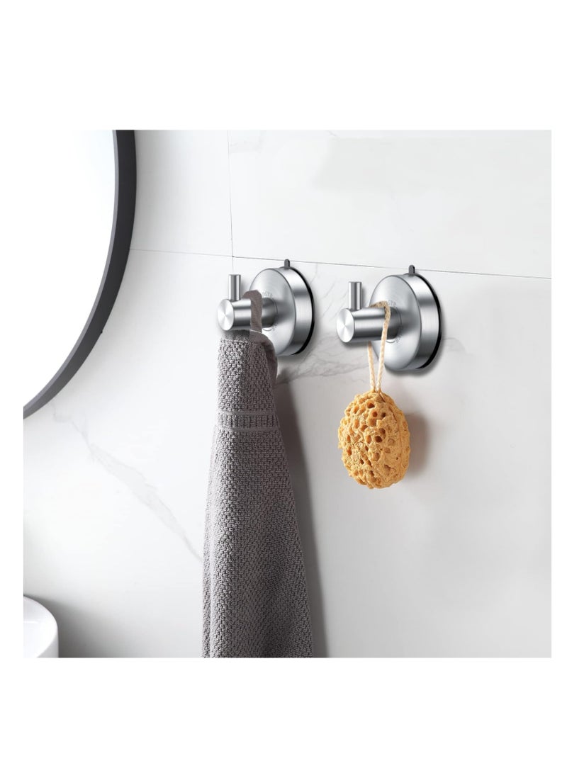 DGYB Suction Cup Hooks for Shower Set of 2 Brushed Nickel Towel Hooks for Bathrooms SUS 304 Stainless Steel Shower Hook for Loofah 15 Lb Bathroom Hook for Towels - Image 4