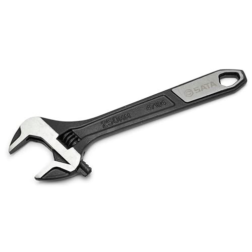 SATA 10-Inch Professional Extra Wide Jaw Adjustable Wrench with Forged Alloy Steel Body and a Chrome Plated Finish - ST47124 - Image 1