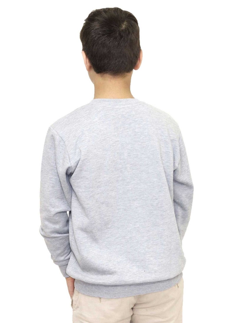 OneHand Basic Sweatshirt Melton Cotton For Kids - Grey - Image 3