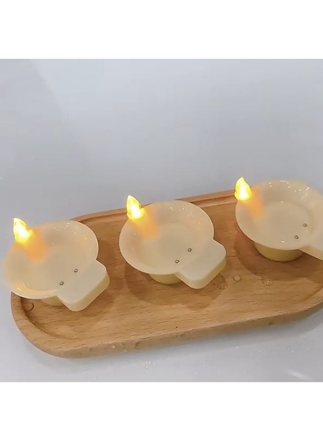 3 beige small oil lamps, waterproof sensing candles, LED candle lights that will light up when exposed to water, candles for decorating holiday decorations  - Image 1