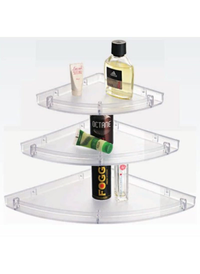 IRIS IRIS Hexa Series Premium Acrylic Bathroom Corner Shelf Super Clear, Corner Shelves for Home Decor - One Set (3 Pieces) 