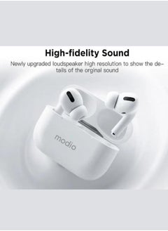 modio Premium Deep Bass Wireless Bluetooth Headset D3 – True Wireless Stereo (TWS) Earbuds with Bluetooth 5.3, Noise Isolation, Touch Controls, Charging Case & Built-in Mic – Lightweight, Hi-Fi Audio Headphones for Android & iOS – Long Battery Life & Stable Connection  - Image 3
