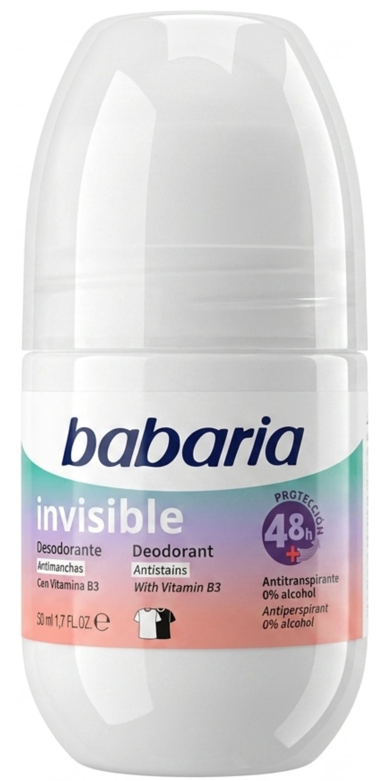 Roll-On Deodorant Invisible - Antiperspirant for Women and Men - 24-Hour Protection with Vitamin B3 - Hydrating Anti Sweat Deodorant - 50ML