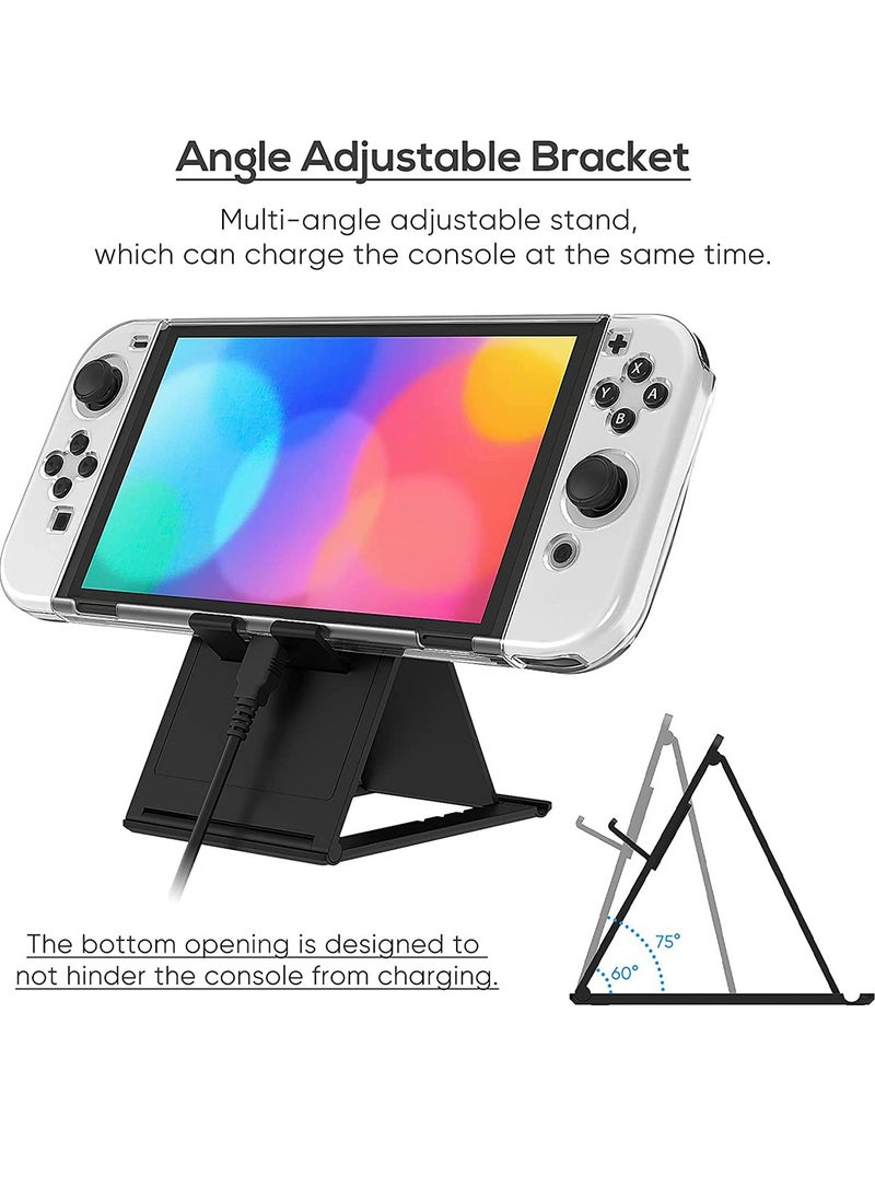 General 13 IN 1 Carrying Case Accessories For Nintendo Switch OLED Model Include Screen Protector, Protective Cover Case, Data Cable, Kickstand, Thumb Grip Caps  - Image 5