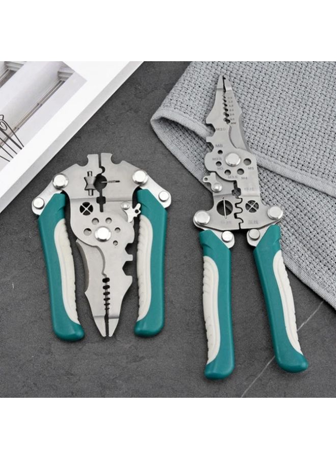 Green Heavy Duty Foldable Wire Stripping Pliers Multifunctional Crimping Cutting Tool - Image 4