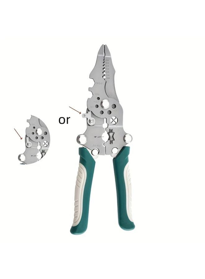 Green Heavy Duty Foldable Wire Stripping Pliers Multifunctional Crimping Cutting Tool - Image 1