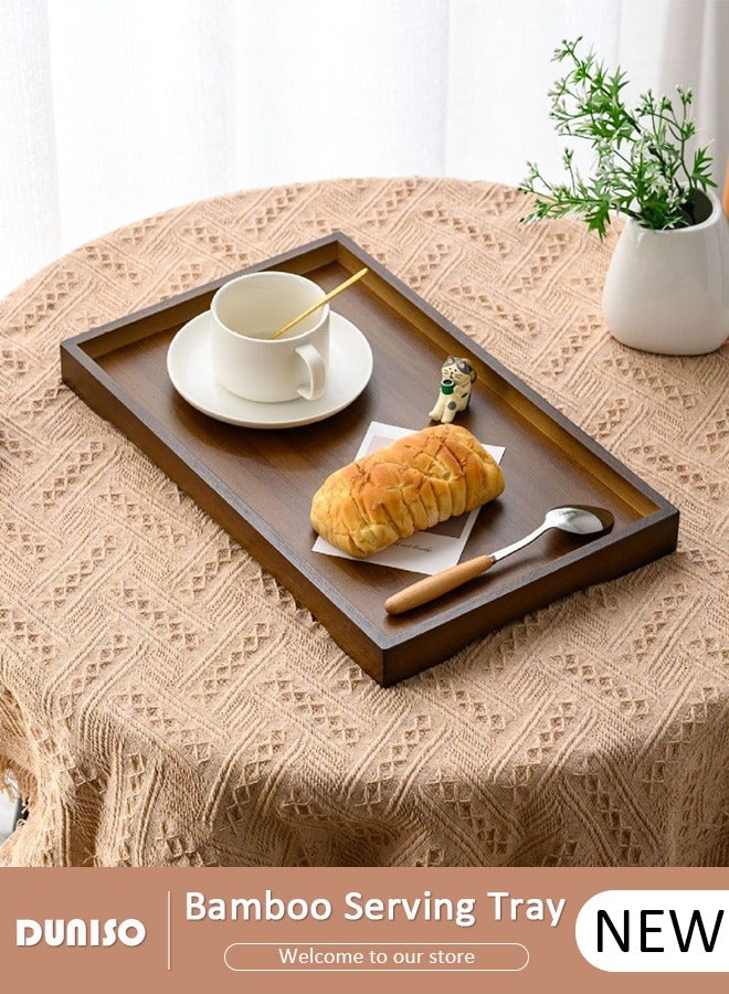 DUNISO Bamboo Trays,Wood Serving Trays, Rectangle Wooden Tray,Multipurpose Trays for Breakfast, Coffee Table/Butler & More ,Light & Sturdy Wood Tray,Large Wooden Serving Tray,Durable Stylish for Home Use  - Image 1