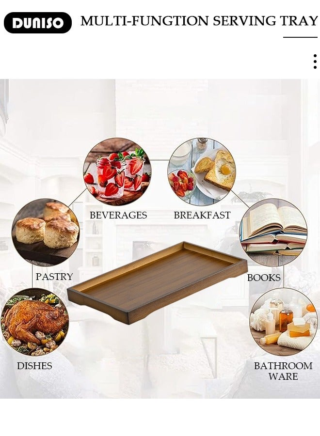 DUNISO Bamboo Trays,Wood Serving Trays, Rectangle Wooden Tray,Multipurpose Trays for Breakfast, Coffee Table/Butler & More ,Light & Sturdy Wood Tray,Large Wooden Serving Tray,Durable Stylish for Home Use  - Image 2