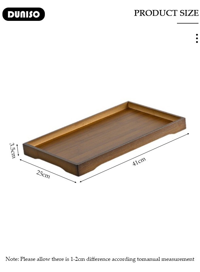 DUNISO Bamboo Trays,Wood Serving Trays, Rectangle Wooden Tray,Multipurpose Trays for Breakfast, Coffee Table/Butler & More ,Light & Sturdy Wood Tray,Large Wooden Serving Tray,Durable Stylish for Home Use  - Image 4