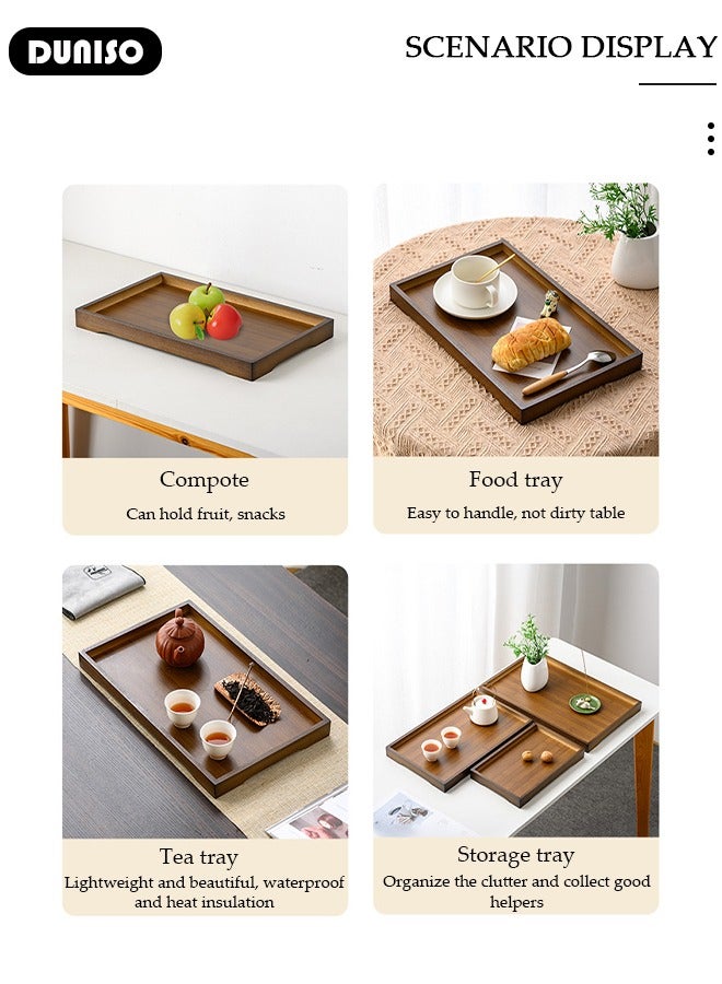 DUNISO Bamboo Trays,Wood Serving Trays, Rectangle Wooden Tray,Multipurpose Trays for Breakfast, Coffee Table/Butler & More ,Light & Sturdy Wood Tray,Large Wooden Serving Tray,Durable Stylish for Home Use  - Image 3