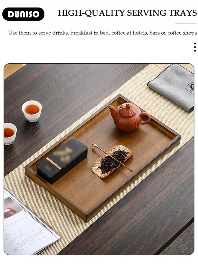 DUNISO Bamboo Trays,Wood Serving Trays, Rectangle Wooden Tray,Multipurpose Trays for Breakfast, Coffee Table/Butler & More ,Light & Sturdy Wood Tray,Large Wooden Serving Tray,Durable Stylish for Home Use  - Image 5