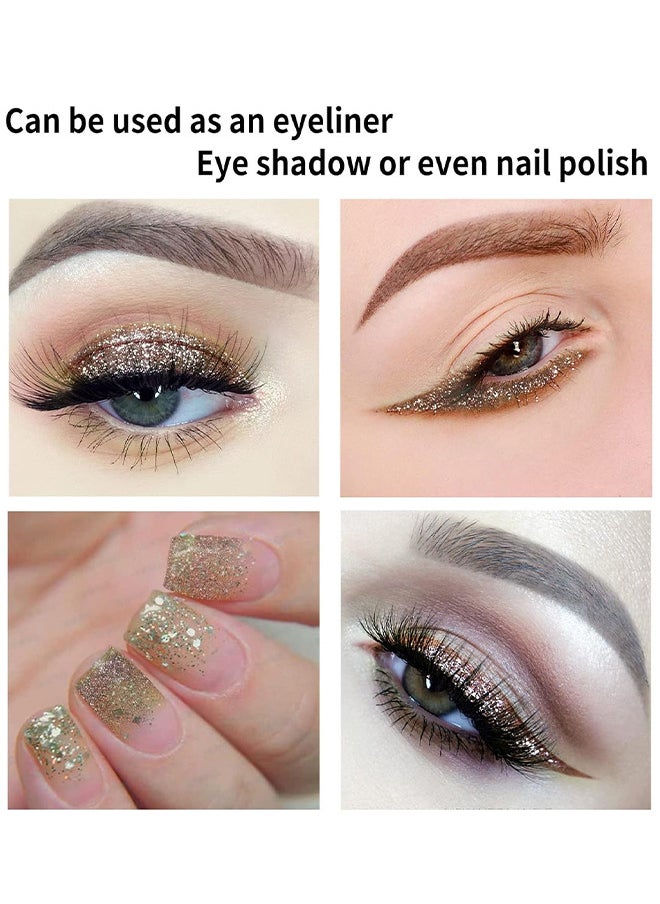 Glitter Eyeliner Long Lasting Wear, Colored Eyeliners Makeup Pen, Metallic Liquid Eyeliner Waterproof Quick Dry Smooth No Fading Rainbow Eyeliner Eyeshadow Pencil, Women Sparkle Shimmer Color Eyeliner