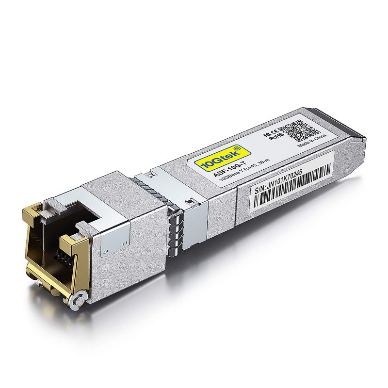 10Gtek 10Gtek 10GBase-T SFP+ to RJ-45 Transceiver, 10Gbe SFP+ Copper Ethernet CAT6a Module, up to 30m, for Cisco SFP-10G-T-S, Ubiquiti UniFi UF-RJ45-10G, Fortinet, TP-Link TL-SM5310-T and More  - Image 1
