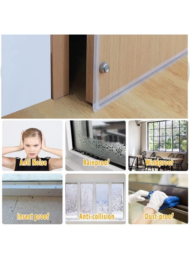 2PCS Door Weather Stripping Door Seal Strip Silicone Door Draft Stopper Self Adhesive Shower Door Bottom Seal (Transparent 45mm) - Image 3