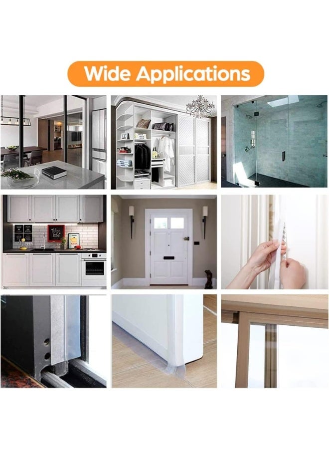 2PCS Door Weather Stripping Door Seal Strip Silicone Door Draft Stopper Self Adhesive Shower Door Bottom Seal (Transparent 45mm) - Image 5
