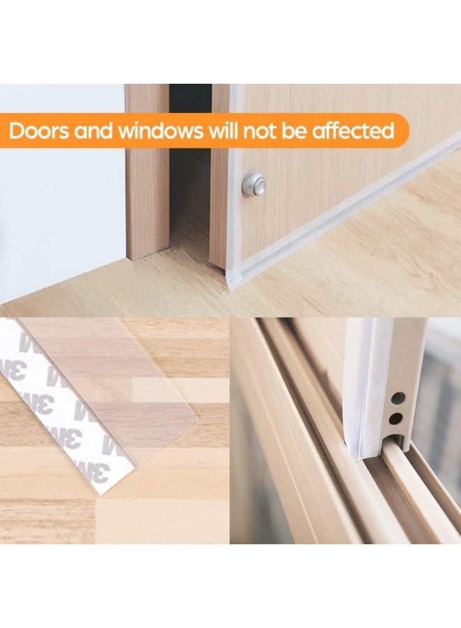 2PCS Door Weather Stripping Door Seal Strip Silicone Door Draft Stopper Self Adhesive Shower Door Bottom Seal (Transparent 45mm) - Image 4