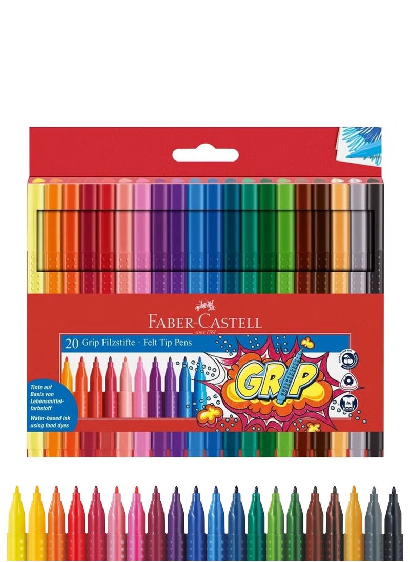 FABER-CASTELL - 20-Piece Grip Felt Tip Pens Multicolor - Image 1