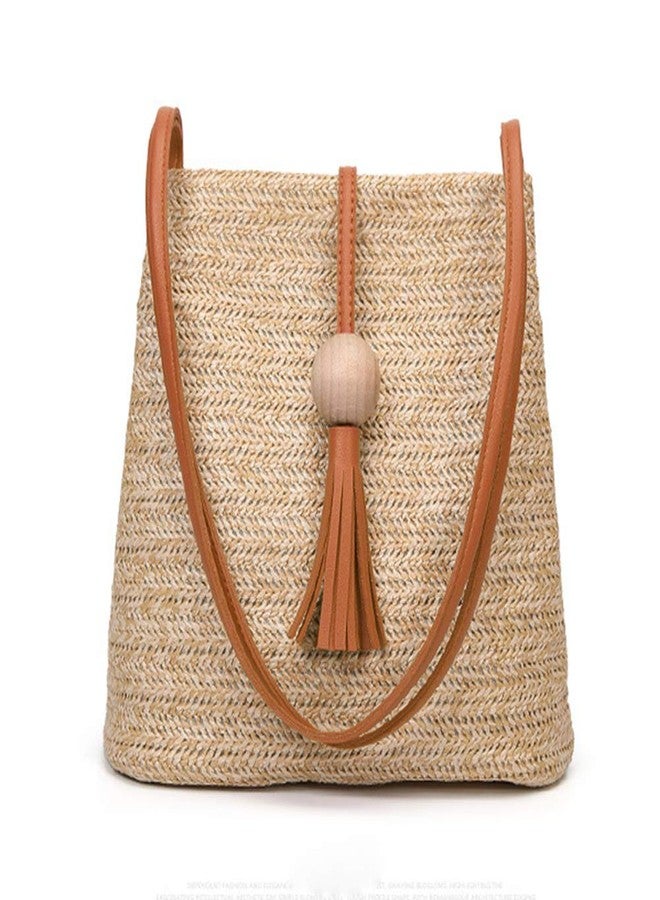 GL-Turelifes Medium Straw Bag Hand Weave Beach Handbag Summer Crossbody Shoulder Bags Bucket Tassel Totes for Women - Image 1