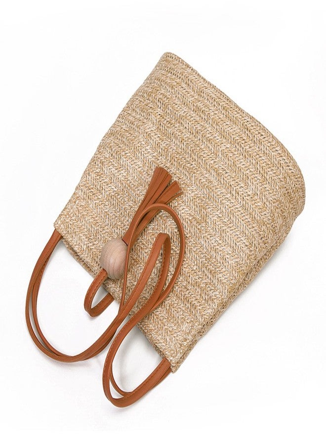 GL-Turelifes Medium Straw Bag Hand Weave Beach Handbag Summer Crossbody Shoulder Bags Bucket Tassel Totes for Women - Image 5