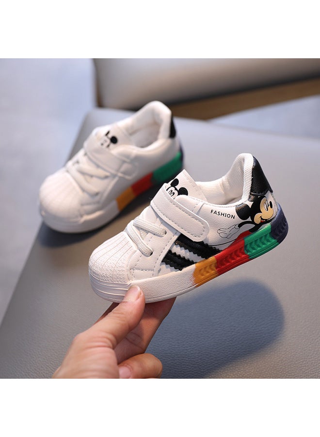 Spring And Autumn Boys And Girls Baby Toddler Shoes Soft Sole Board Shoes Children's Single Shoes White Shoes Non-slip Breathable 0-1-3 Years Old And A Half 2