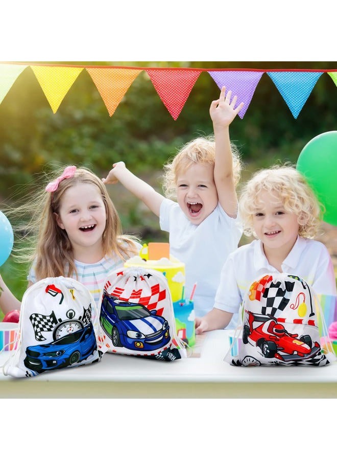 Woanger 20 Pcs Race Car Birthday Party Supplies Race Car Party Favors Gift Bag Racing Drawstring Backpack Truck Candy Treat Bag Goodie Snack Bag for Boys Kids Decoration - Image 5