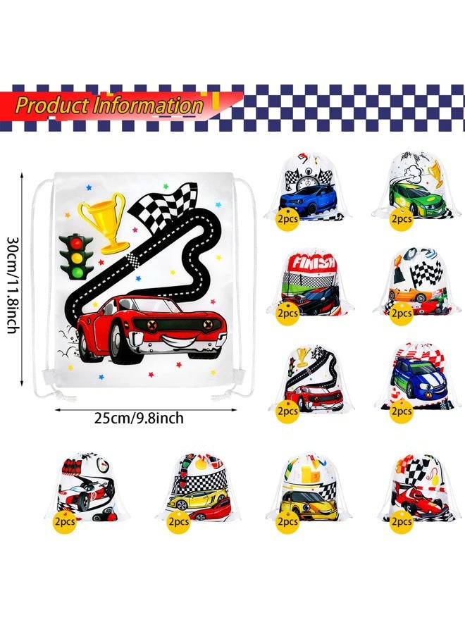 Woanger 20 Pcs Race Car Birthday Party Supplies Race Car Party Favors Gift Bag Racing Drawstring Backpack Truck Candy Treat Bag Goodie Snack Bag for Boys Kids Decoration - Image 3
