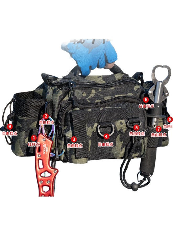 Grsaed Multifunctional Bag, Waist Pack, Crossbody Bag, Rod Holder, Fishing Tackle Bag, Fishing Rod Bag, Accessory Storage Bag, Army Green - Image 1